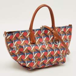 Pre Owned Tory Burch Multicolor Canvas Small Basketweave Tote