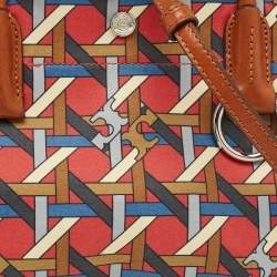 Pre Owned Tory Burch Multicolor Canvas Small Basketweave Tote