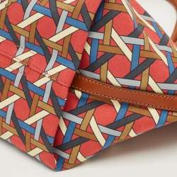 Pre Owned Tory Burch Multicolor Canvas Small Basketweave Tote