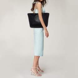 Pre Owned Tory Burch Black Nylon and Leather Ella Chain Tote