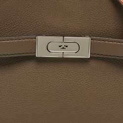 Pre Owned Tory Burch Tricolor Leather and Suede Petite Lee Radziwill Double Top Handle Bag