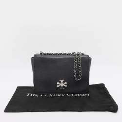 Pre Owned Tory Burch Mercer Blue Leather Shoulder Bag