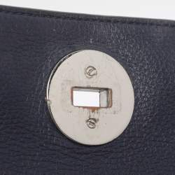 Pre Owned Tory Burch Mercer Blue Leather Shoulder Bag
