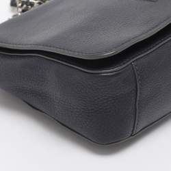 Pre Owned Tory Burch Mercer Blue Leather Shoulder Bag