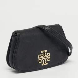 مملوكة مسبقًا حقيبة كروس توري برش بريتن صغيرة جلد أسود