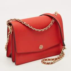 مملوكة مسبقًا حقيبة كتف توري برش روبنسون جلد أحمر قابلة للتحويل