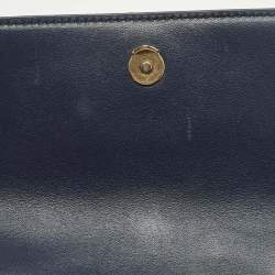 مملوكة مسبقًا Tory Burch Fleming Small Navy Blue Leather Shoulder Bag