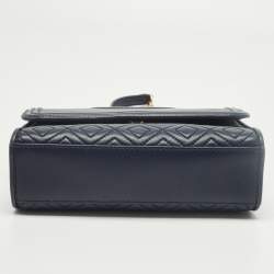 مملوكة مسبقًا Tory Burch Fleming Small Navy Blue Leather Shoulder Bag