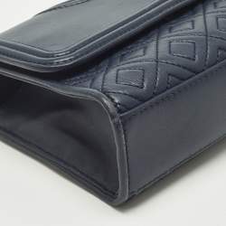 مملوكة مسبقًا Tory Burch Fleming Small Navy Blue Leather Shoulder Bag