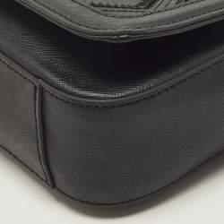 Pre Owned حقيبة كتف توري برش روبنسون باتشوورك جلد أسود بسلسلة