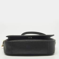 Pre Owned حقيبة كتف توري برش روبنسون باتشوورك جلد أسود بسلسلة