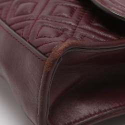 مملوكة مسبقًا Tory Burch Fleming Small Burgundy Leather Shoulder Bag