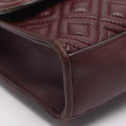 مملوكة مسبقًا Tory Burch Fleming Small Burgundy Leather Shoulder Bag