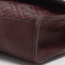 مملوكة مسبقًا Tory Burch Fleming Small Burgundy Leather Shoulder Bag