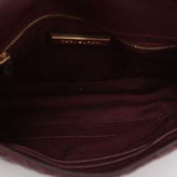 مملوكة مسبقًا Tory Burch Fleming Small Burgundy Leather Shoulder Bag