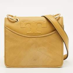 Pre Owned Tory Burch Alexa Mini Mustard Leather Shoulder Bag