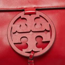 Pre Owned حقيبة كروس توري برش ميلر جلد أحمر بشعار بقلاّب