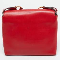 Pre Owned حقيبة كروس توري برش ميلر جلد أحمر بشعار بقلاّب