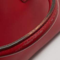 Pre Owned Tory Burch Robinson Double Zip Red Leather Tote