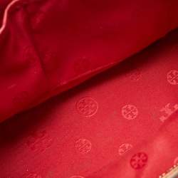 Pre Owned Tory Burch Robinson Double Zip Red Leather Tote