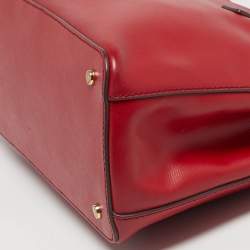 Pre Owned Tory Burch Robinson Double Zip Red Leather Tote