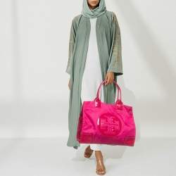 Pre Owned Tory Burch Ella Large Pink Nylon and Patent Leather Tote