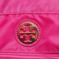Pre Owned Tory Burch Ella Large Pink Nylon and Patent Leather Tote