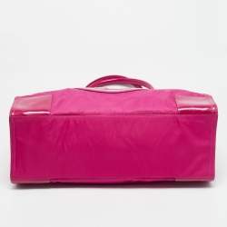 Pre Owned Tory Burch Ella Large Pink Nylon and Patent Leather Tote