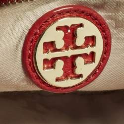 مملوكة مسبقًا Tory Burch Perforated Logo Flap Red Leather Crossbody Bag