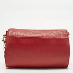 مملوكة مسبقًا Tory Burch Perforated Logo Flap Red Leather Crossbody Bag