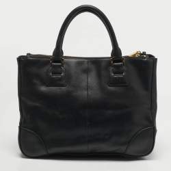 مملوكة مسبقًا Tory Burch Robinson Double Zip Large Black Leather Tote