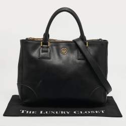 مملوكة مسبقًا Tory Burch Robinson Double Zip Large Black Leather Tote