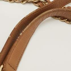 مملوكة مسبقًا حقيبة يد توتس توري برتش ماريون جلد بني مع خياطة جلدية