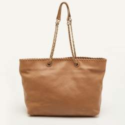 مملوكة مسبقًا حقيبة يد توتس توري برتش ماريون جلد بني مع خياطة جلدية