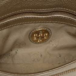 Pre Owned Tory Burch Britten Gold Leather Flap Crossbody Bag