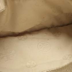 Pre Owned Tory Burch Britten Gold Leather Flap Crossbody Bag