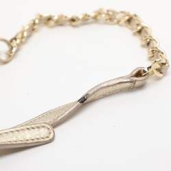 Pre Owned Tory Burch Britten Gold Leather Flap Crossbody Bag