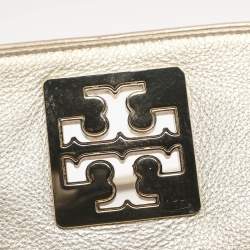 Pre Owned Tory Burch Britten Gold Leather Flap Crossbody Bag