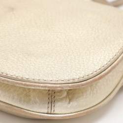 Pre Owned Tory Burch Britten Gold Leather Flap Crossbody Bag