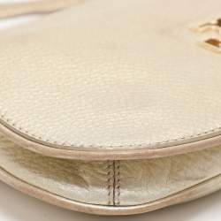 Pre Owned Tory Burch Britten Gold Leather Flap Crossbody Bag