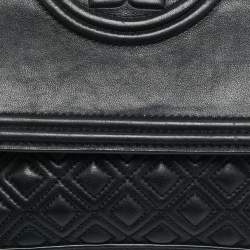 مملوكة مسبقًا حقيبة كتف توري برش فليمنغ جلد أسود صغيرة