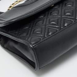 مملوكة مسبقًا حقيبة كتف توري برش فليمنغ جلد أسود صغيرة