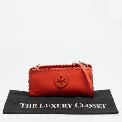 مملوكة مسبقًا Tory Burch Marion Orange Leather Chain Crossbody Bag