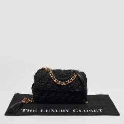 Pre Owned Tory Burch Fleming Crochet Small Black Straw Shoulder Bag