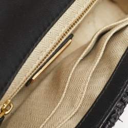 Pre Owned Tory Burch Fleming Crochet Small Black Straw Shoulder Bag