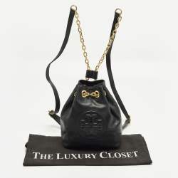 مملوكة مسبقًا حقيبة ظهر توري برش فليمنغ سلسلة صغيرة جلد أسود