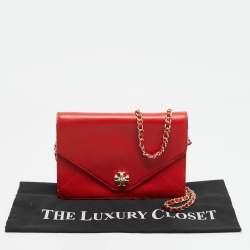 مملوكة مسبقًا حقيبة كتف توري برش كيرا غطاء مغلف جلدية حمراء