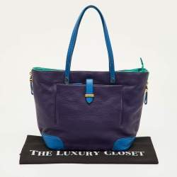 Pre Owned Tory Burch Multicolor Leather Colorblock Shopper Tote