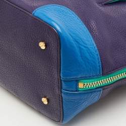 Pre Owned Tory Burch Multicolor Leather Colorblock Shopper Tote