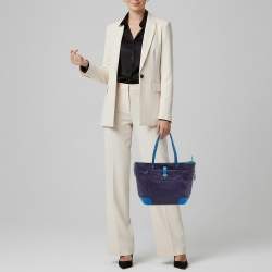 Pre Owned Tory Burch Multicolor Leather Colorblock Shopper Tote